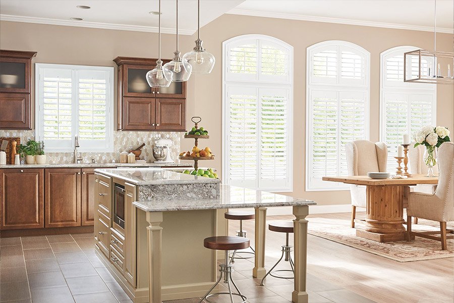 White polywood shutters in a kitchen